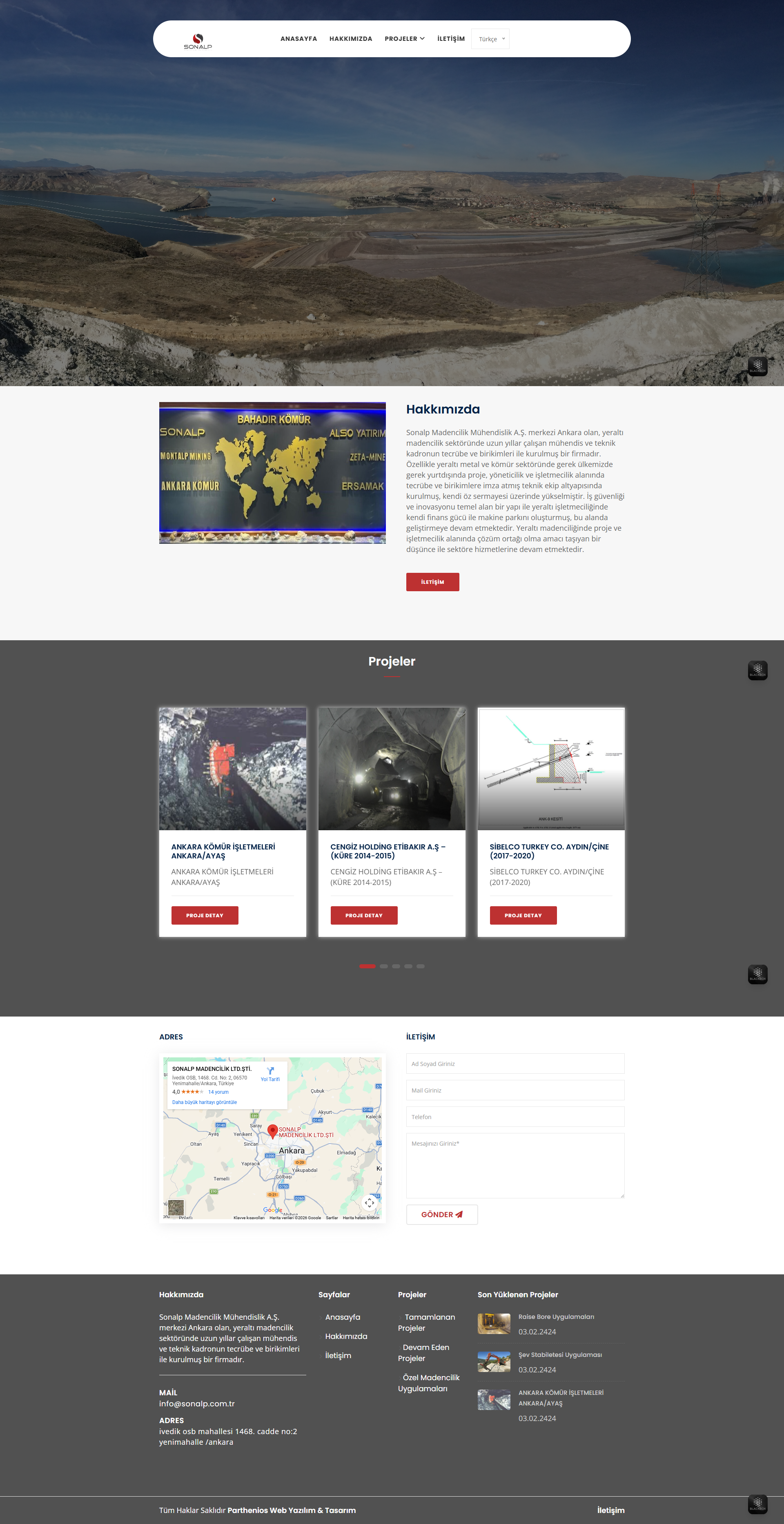 Sonalp Madencilik Mühendislik A.Ş.  Web Yazılım